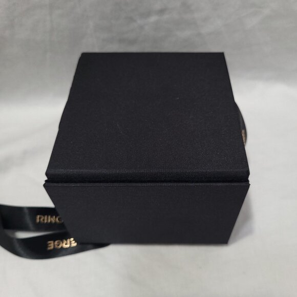 Ring Concierge Bracelet Box Black Empty Magnetic Attached Ribbon Pillow Logo - Picture 10 of 14